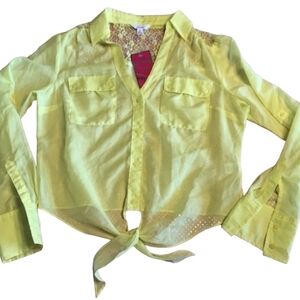 Candies Yellow Lace Bottom Tie Top Sz M NWT
